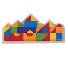 Castle Blocks colorful wooden Geometric building block in wooden box
